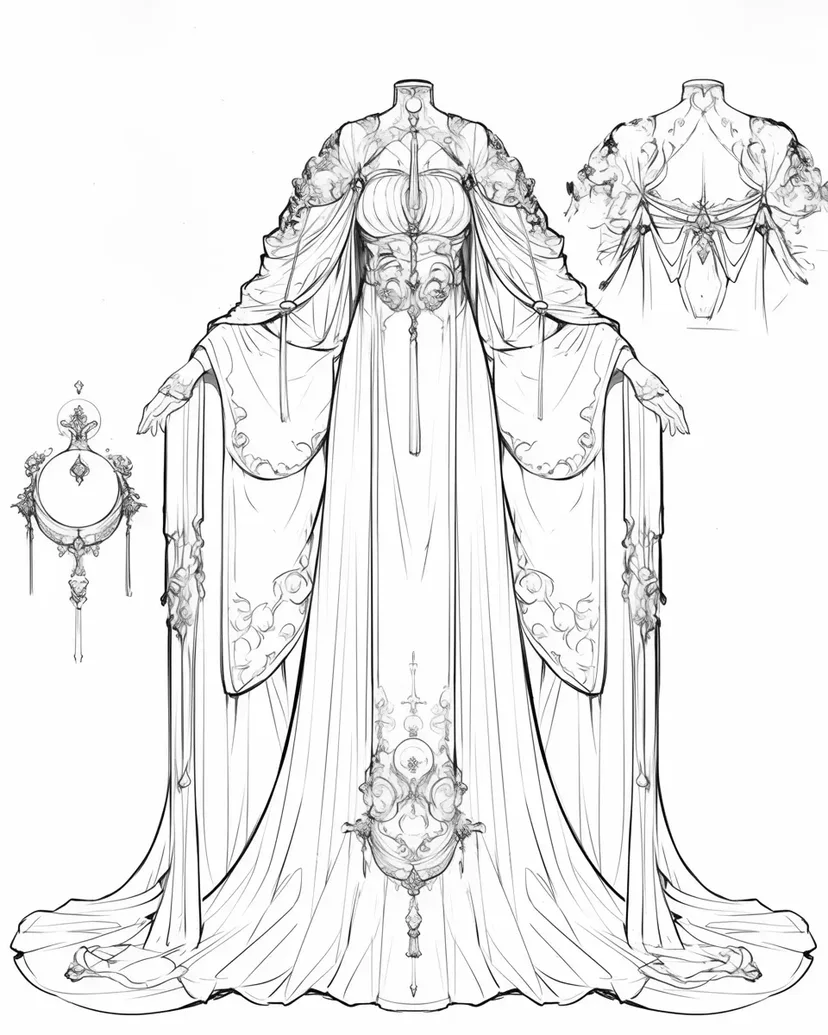 Dibujo de Diseño de Vestido Majestuoso para colorear