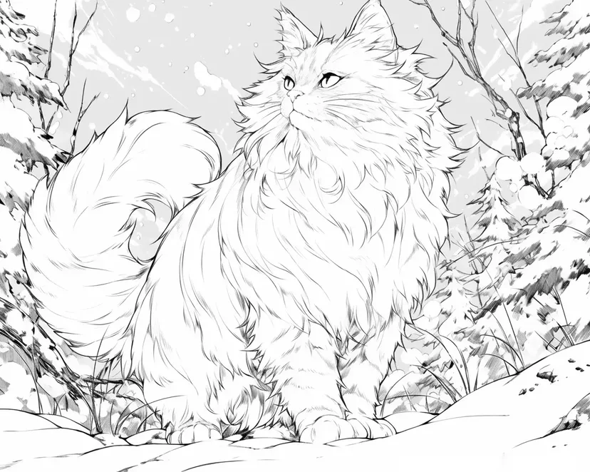 Dibujo de Majestuoso Gato del Bosque para colorear