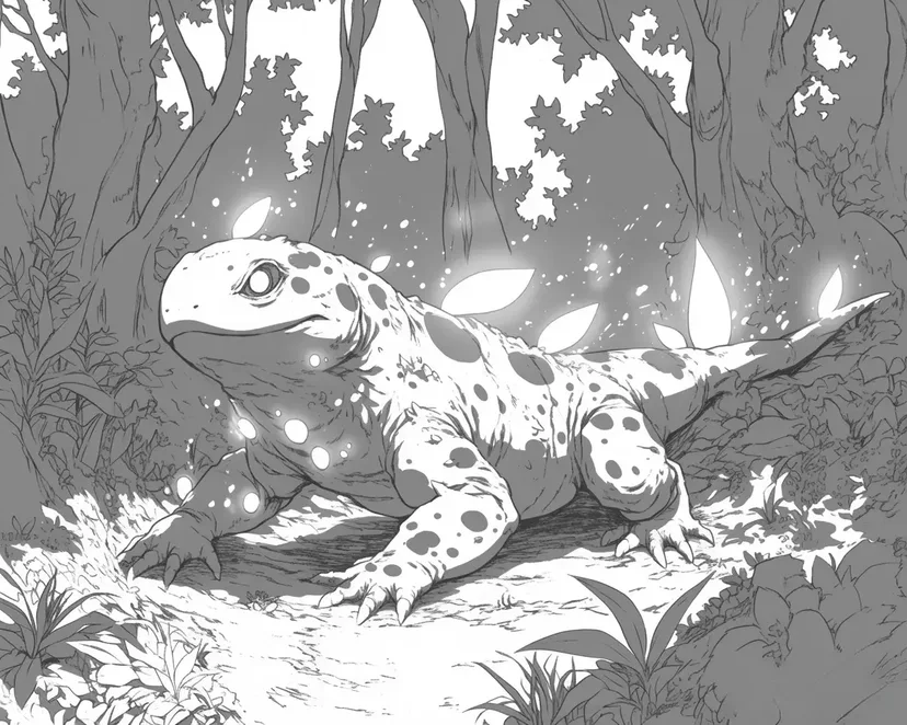 Spotted Lizard of the Enchanted Forest coloring page