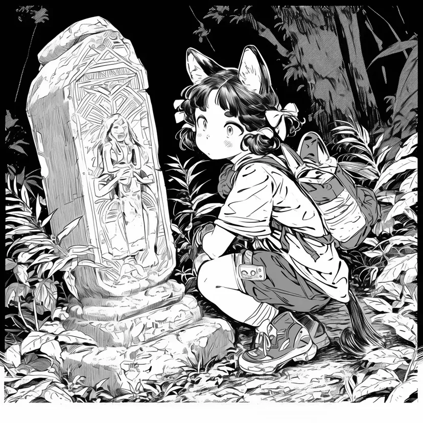Dibujo de Chica Descubriendo una Piedra Misteriosa para colorear