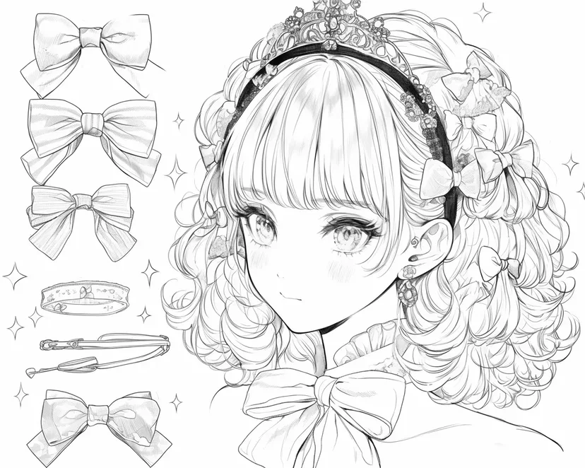 Desenho de Menina com Laço para colorir