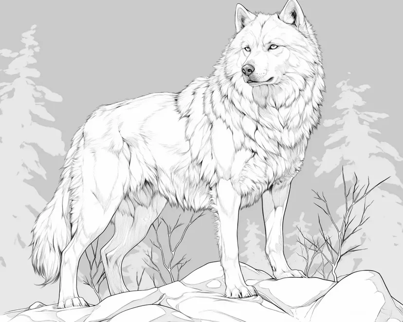 Dibujo de Lobo Majestuoso para colorear