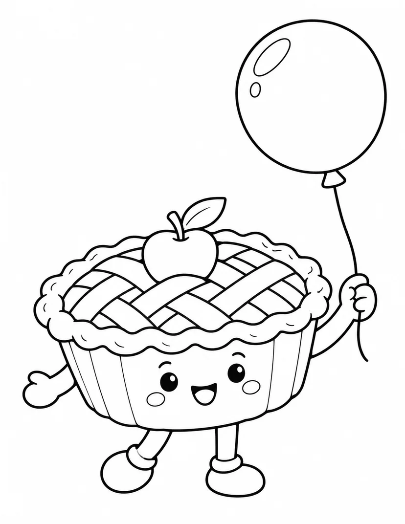 アップルパイの風船の塗り絵