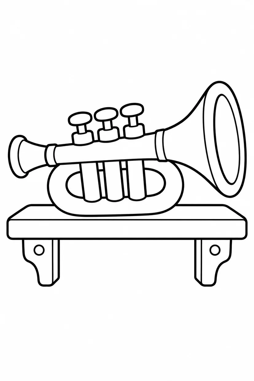 ラッパとおもちゃの棚の塗り絵