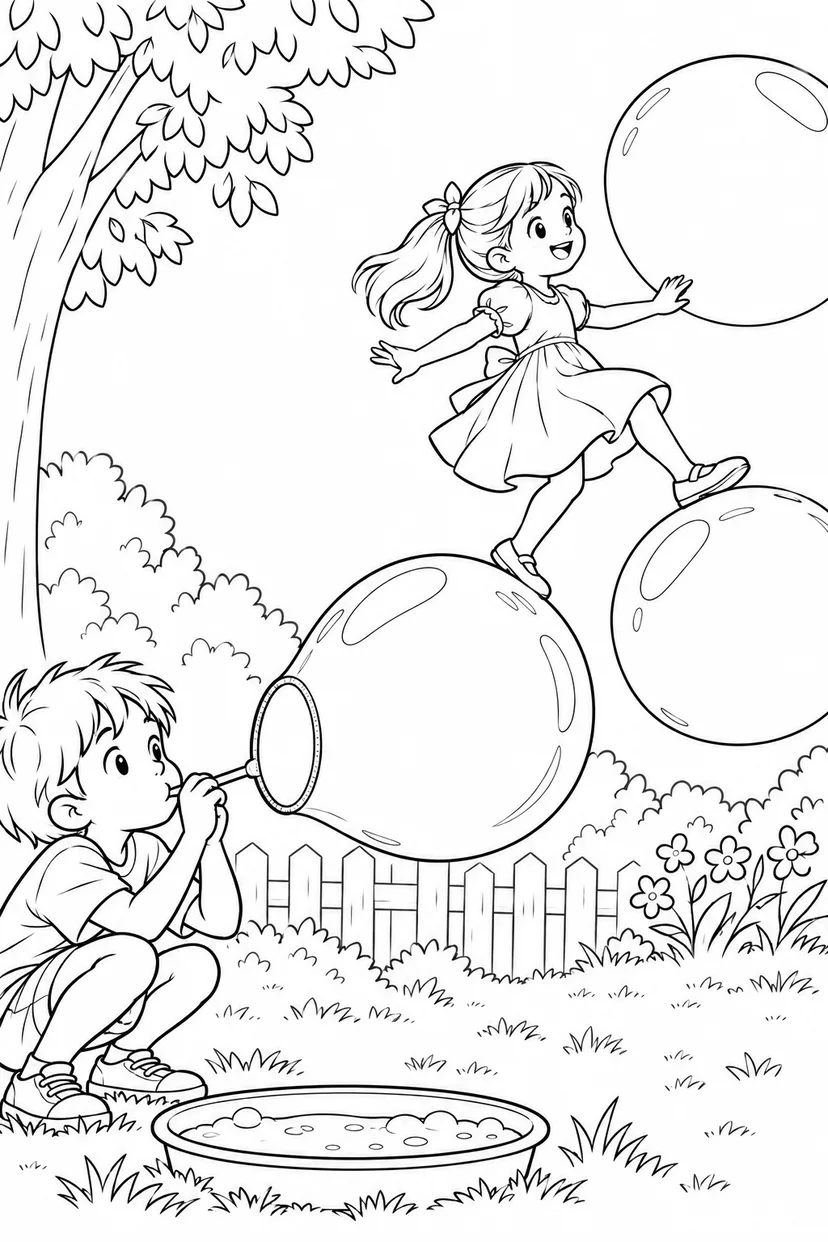 シャボン玉のフィナーレの塗り絵