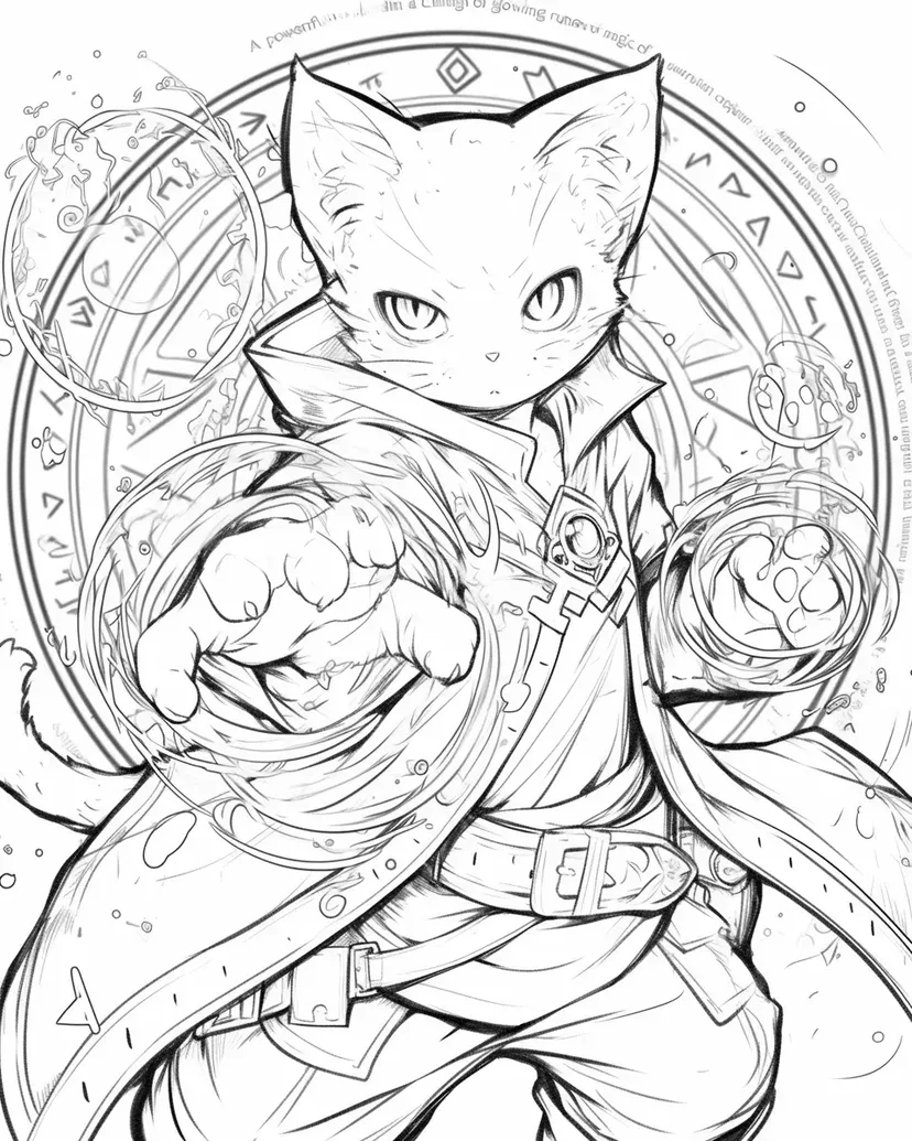 Desenho de Gato Mágico para colorir
