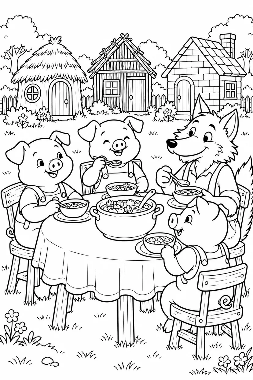 三匹の子豚：三匹とおおかみの庭ごはん