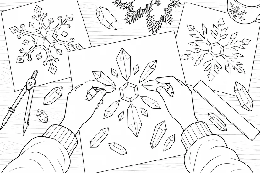 雪の結晶の設計室の塗り絵