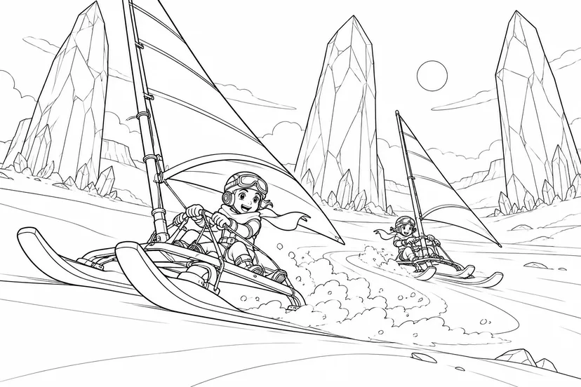 水晶砂漠の帆ぞりレースの塗り絵