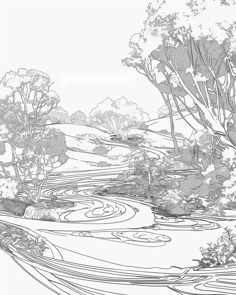 Desenho de Paisagem de Chocolate de Sonho para colorir