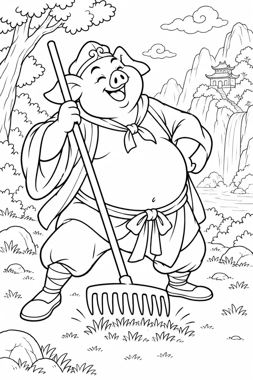 どたばた西遊記：八戒と九歯のまぐわの塗り絵