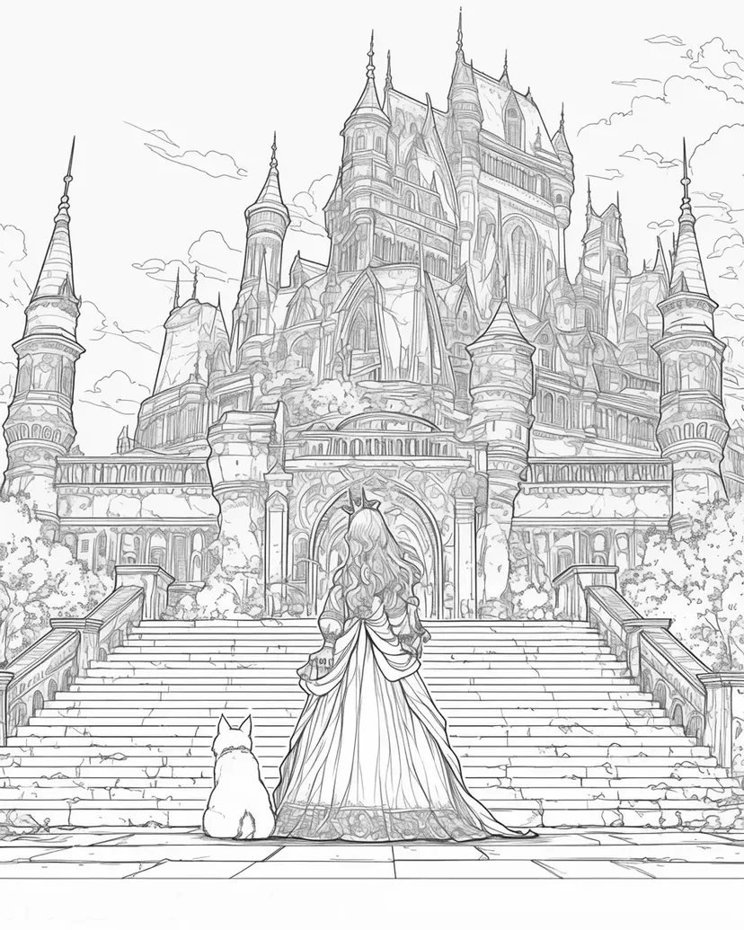Gambar mewarnai Istana Besar dan Putri