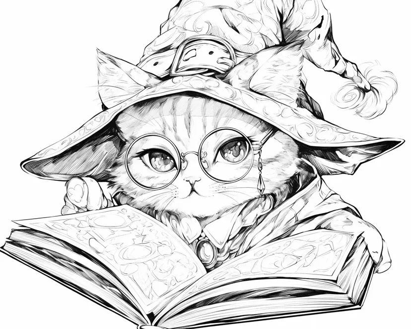 魔法猫涂色页