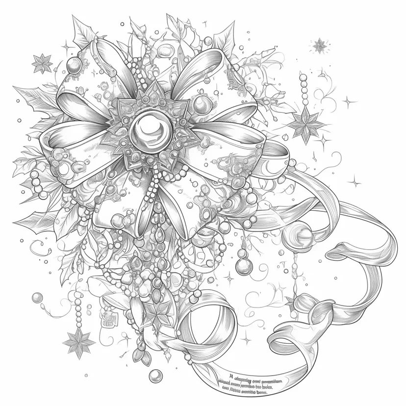 華やかなリボンのアートの塗り絵