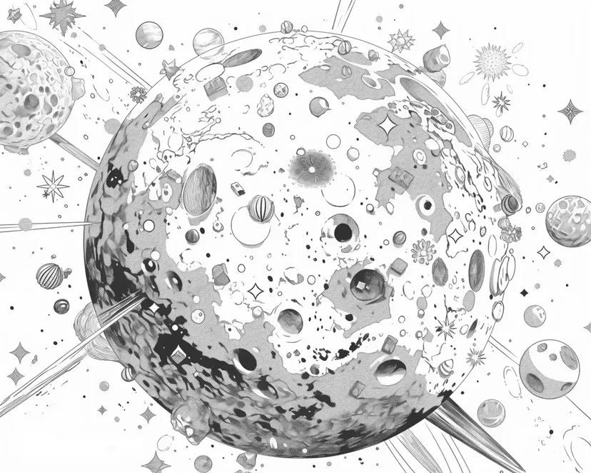 Dibujo de Planeta de Chocolate en el Espacio para colorear