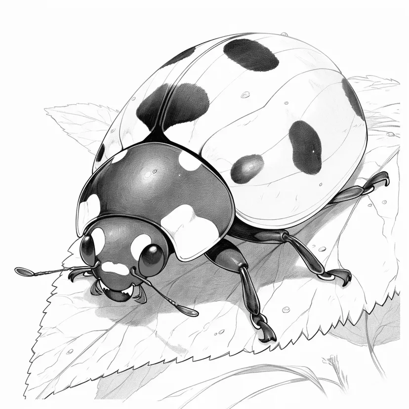 てんとう虫の一休みの塗り絵