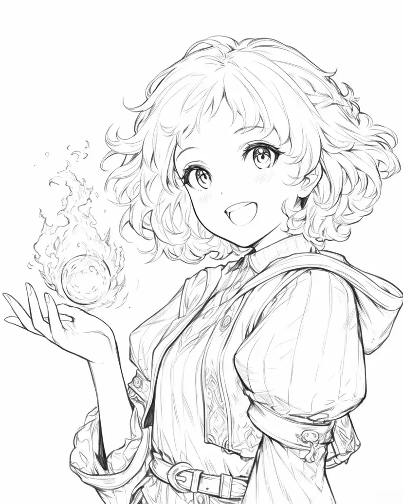 年轻魔法师的冒险涂色页