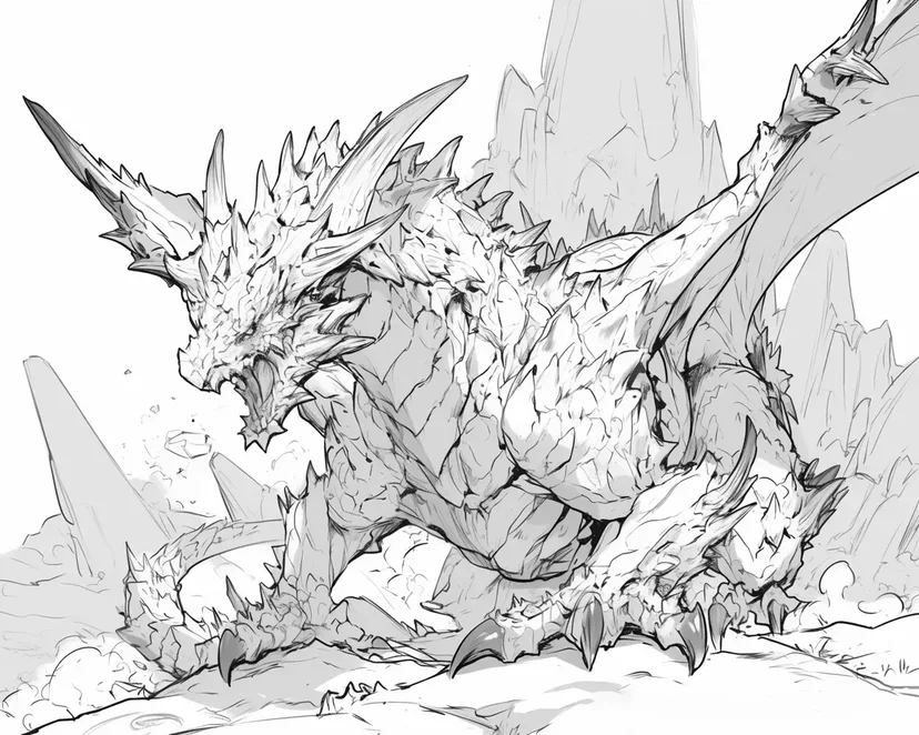 Dibujo de Dragón de Roca para colorear