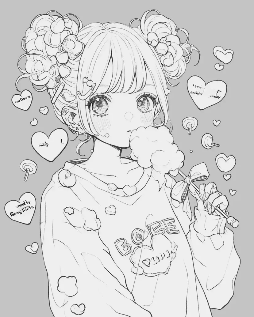 Girl in Candy World coloring page
