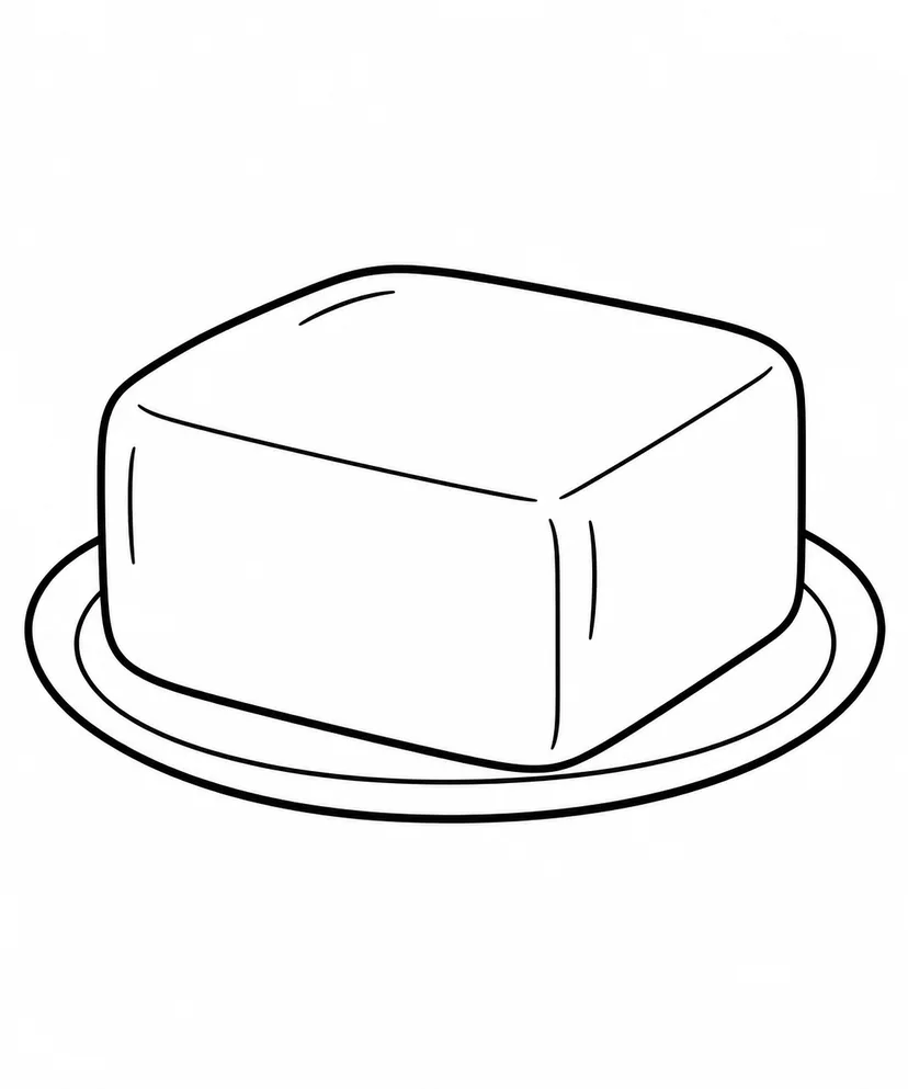 角がまるいおとうふの塗り絵