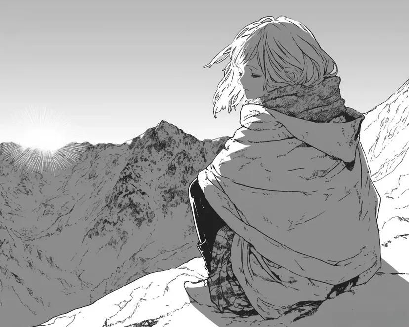 Coloriage Fille sur la Montagne