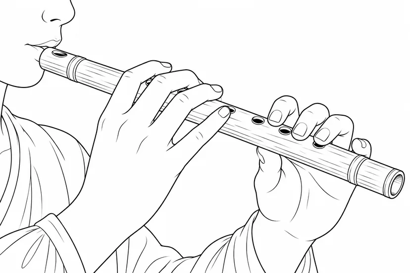 Coloriage Doigts jouant de la flûte