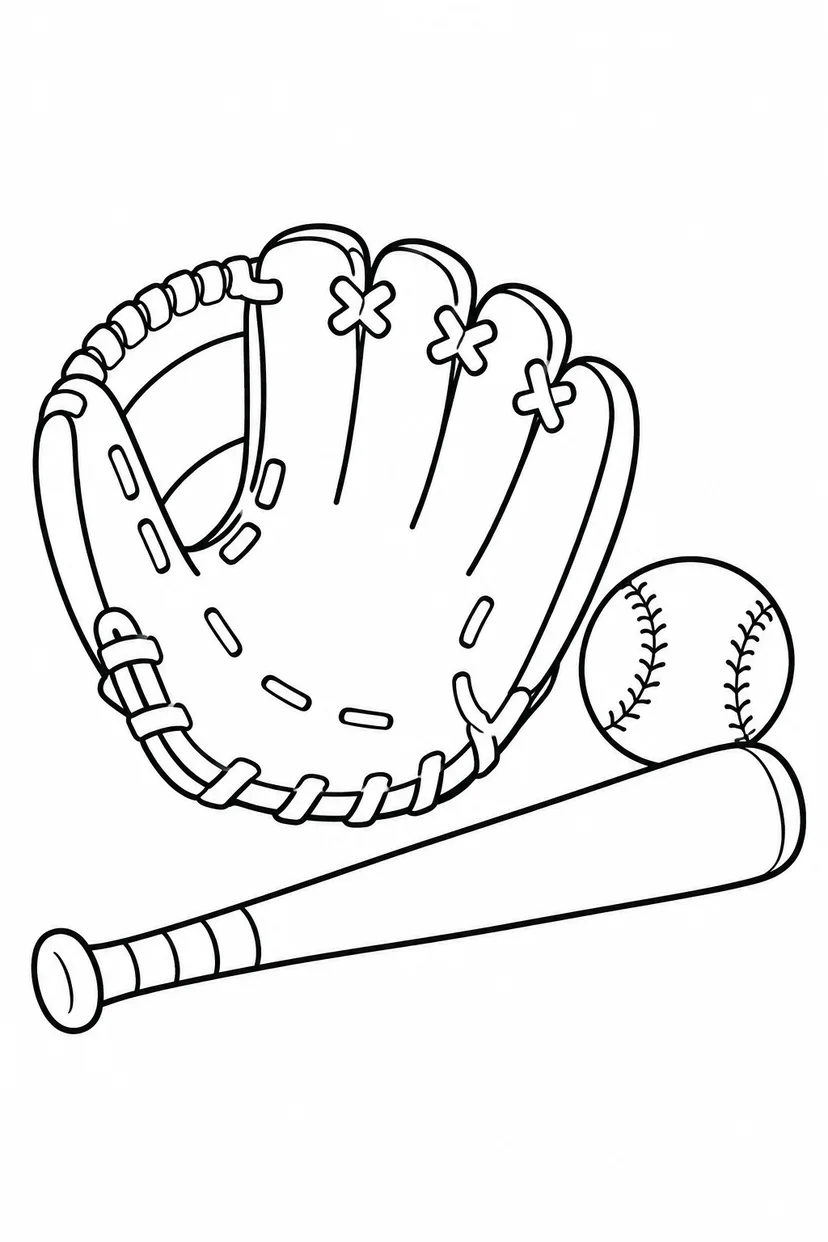 野球とグローブの塗り絵