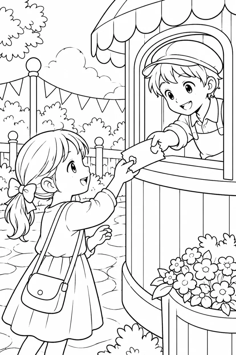 ハートのチケット屋さんの塗り絵
