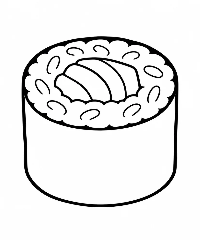 のりで巻いたおすしの塗り絵
