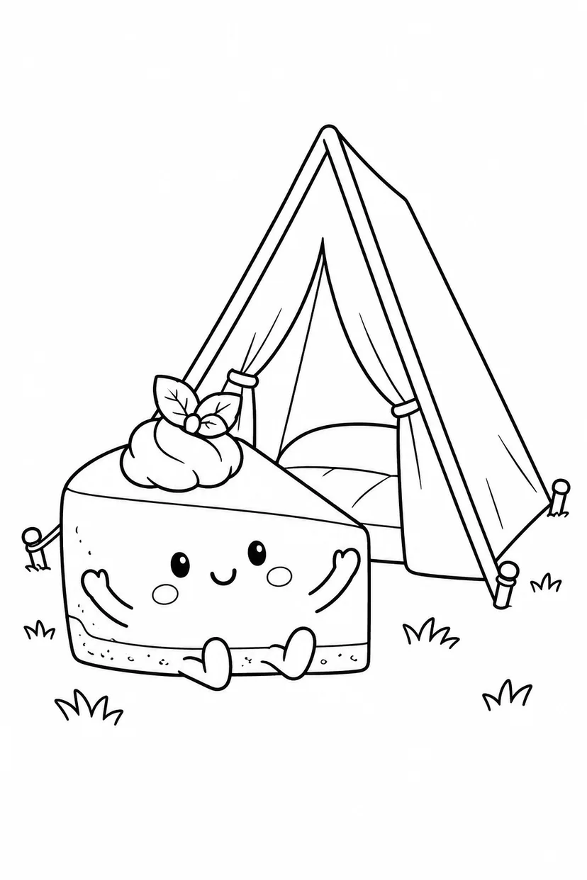 チーズケーキの三角テントの塗り絵