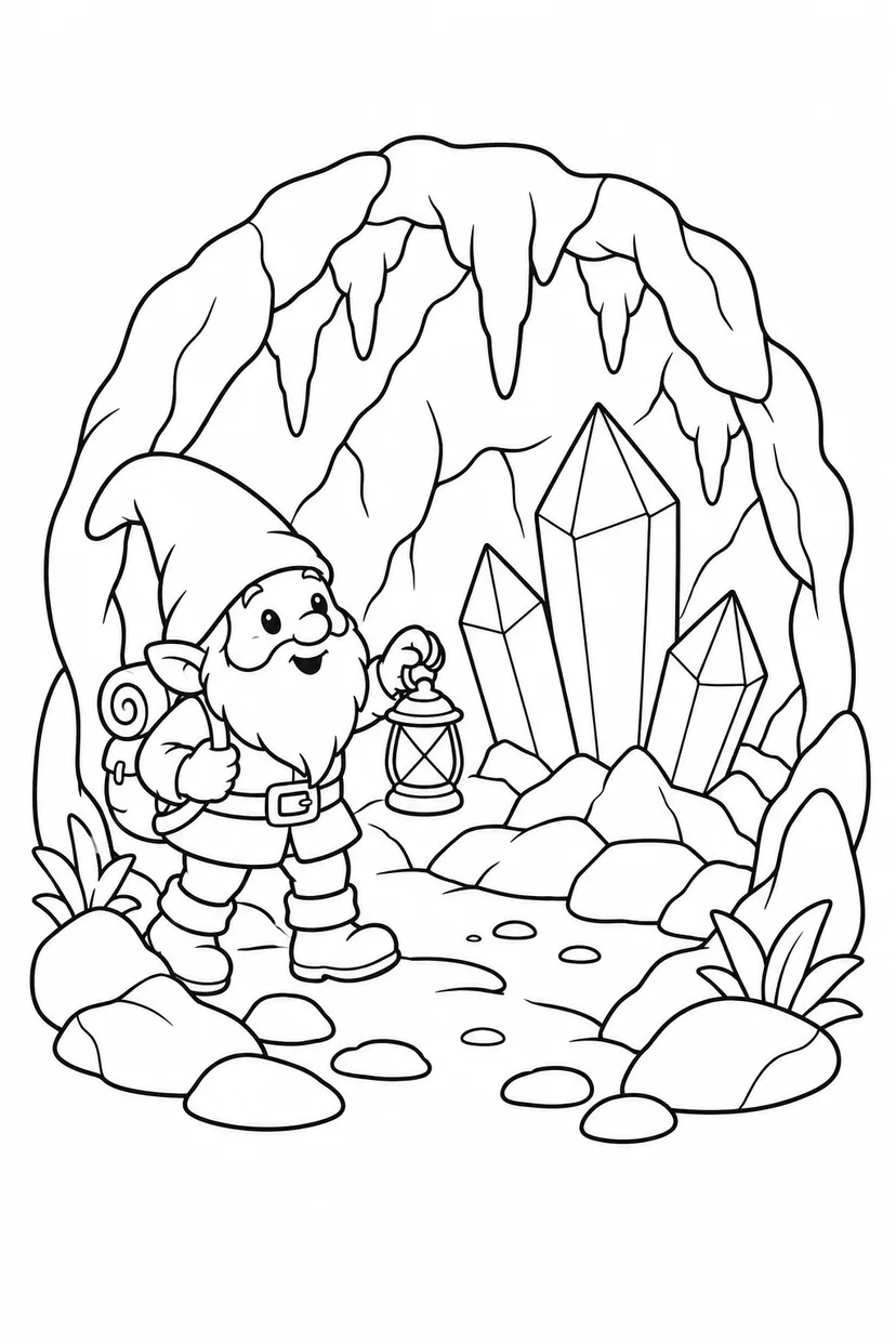 帽子の小人と水晶の洞窟の塗り絵