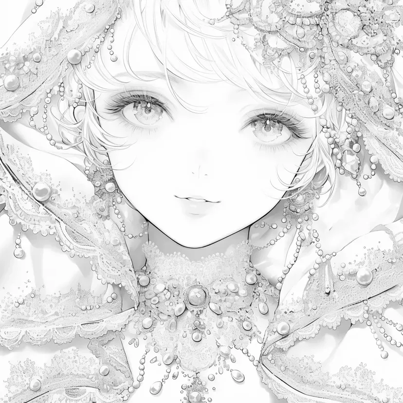 輝く少女の塗り絵