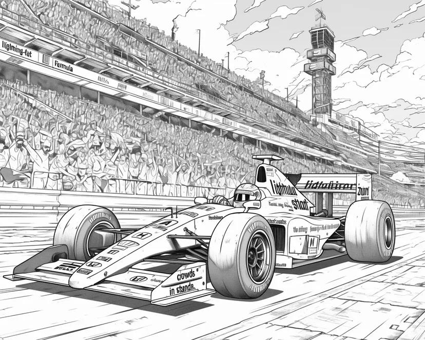 レーシングカーの疾走の塗り絵