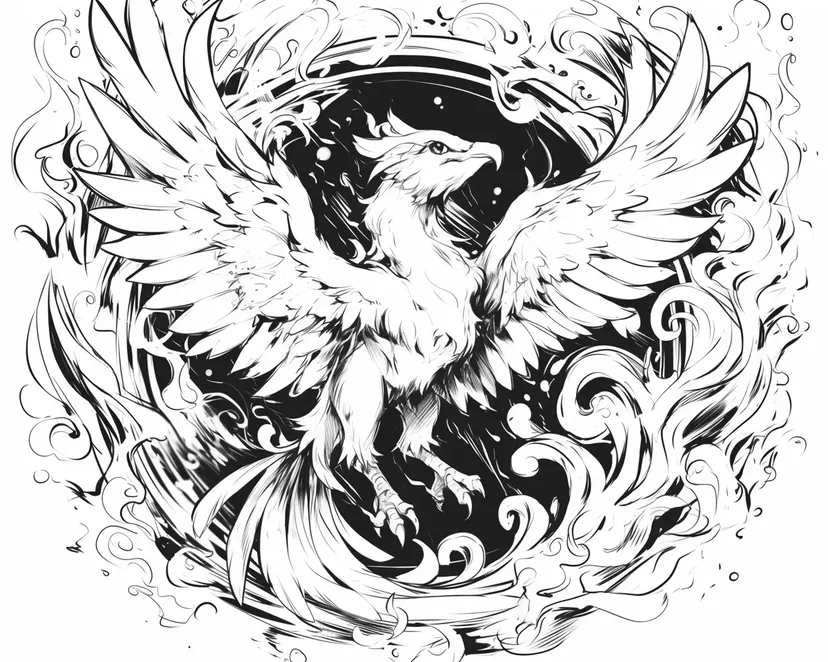 Gambar mewarnai Phoenix Bangkit dari Api