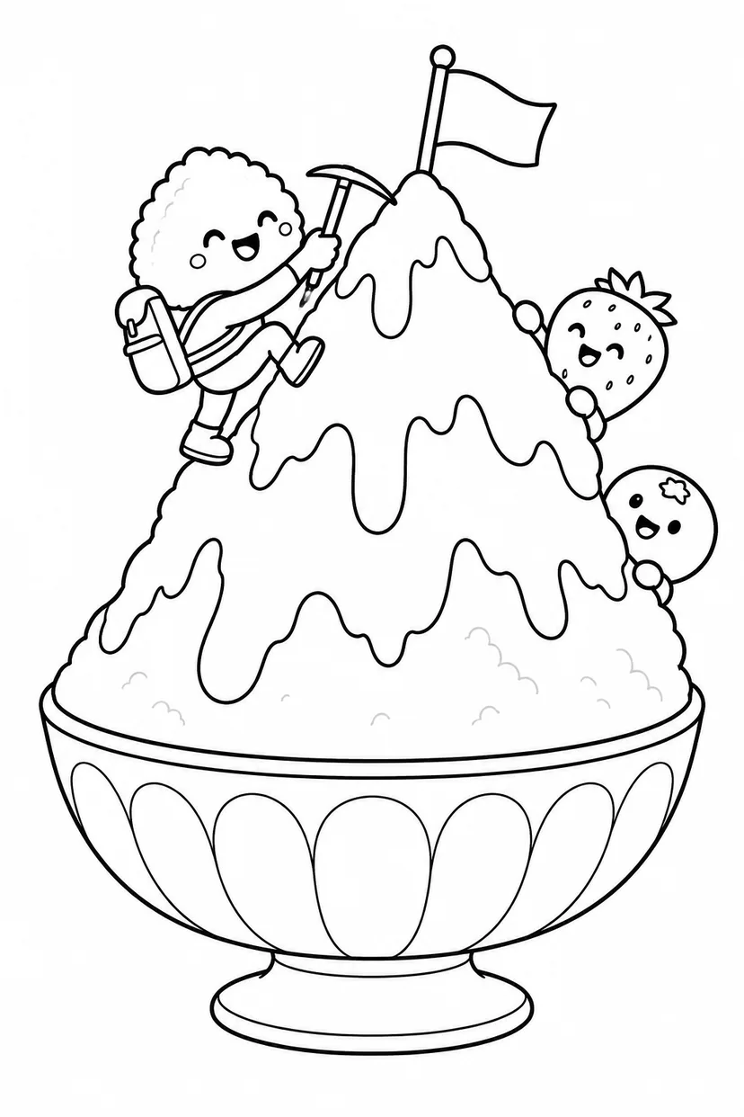 かき氷の山のぼりの塗り絵