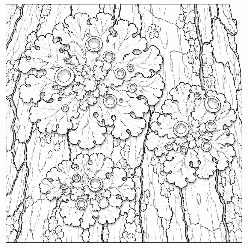 木の皮に広がる地衣類
