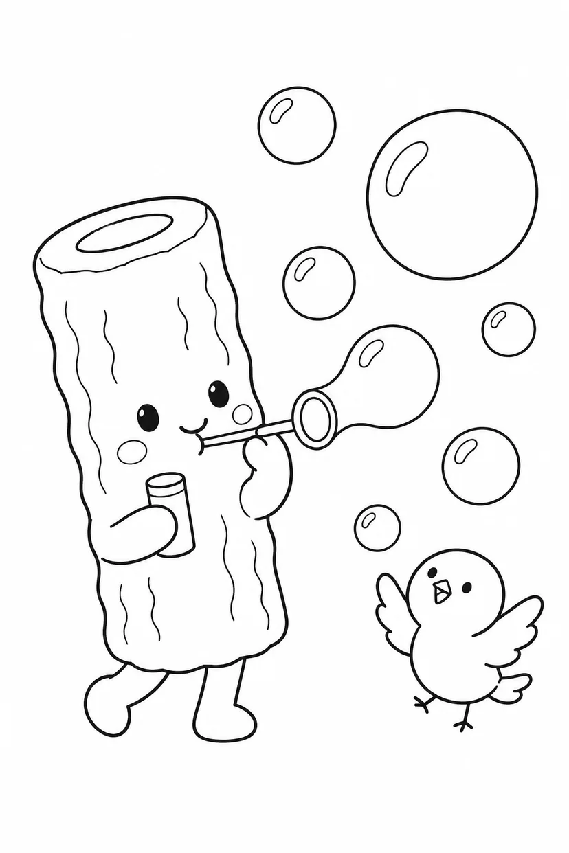 ちくわのシャボン玉の塗り絵