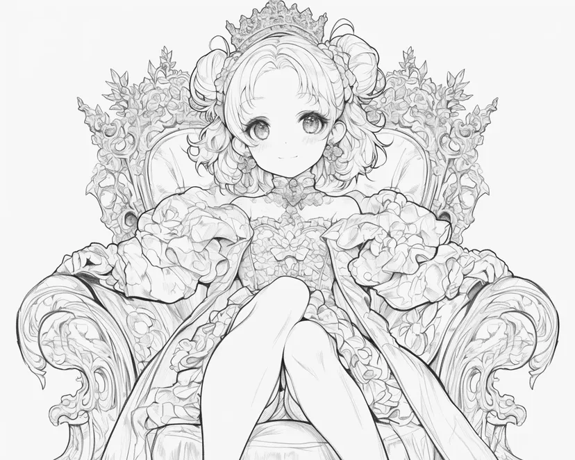 Desenho de Menina no Trono para colorir