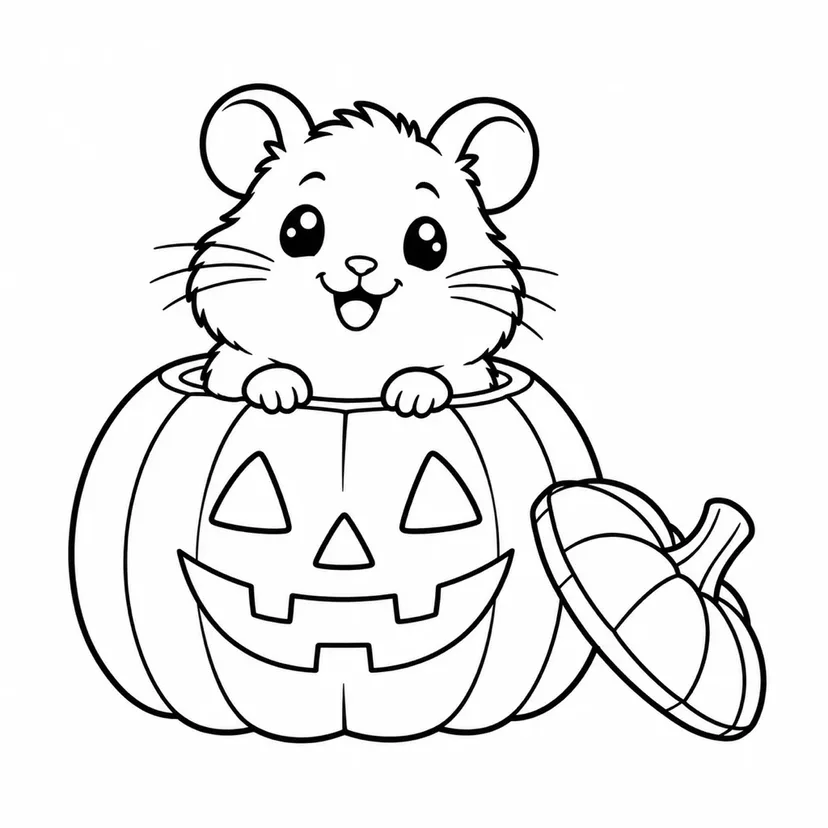 かぼちゃのハムスターの塗り絵