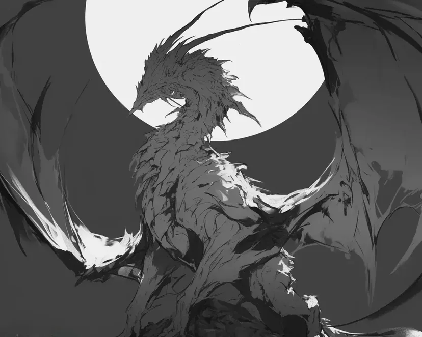 神秘的な闇のドラゴンの塗り絵