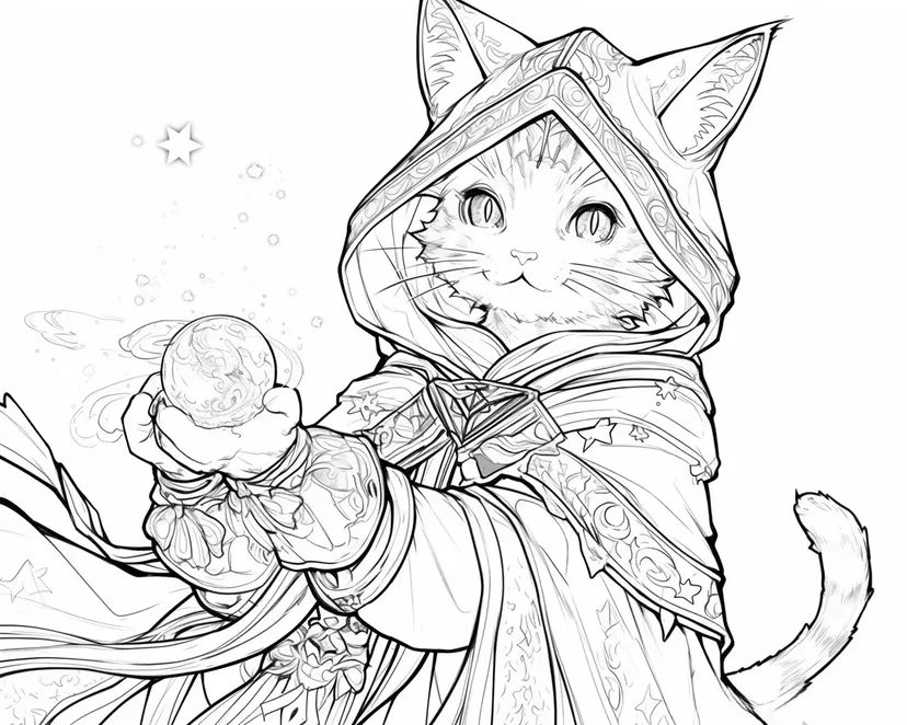 Desenho de Gato Mágico para colorir