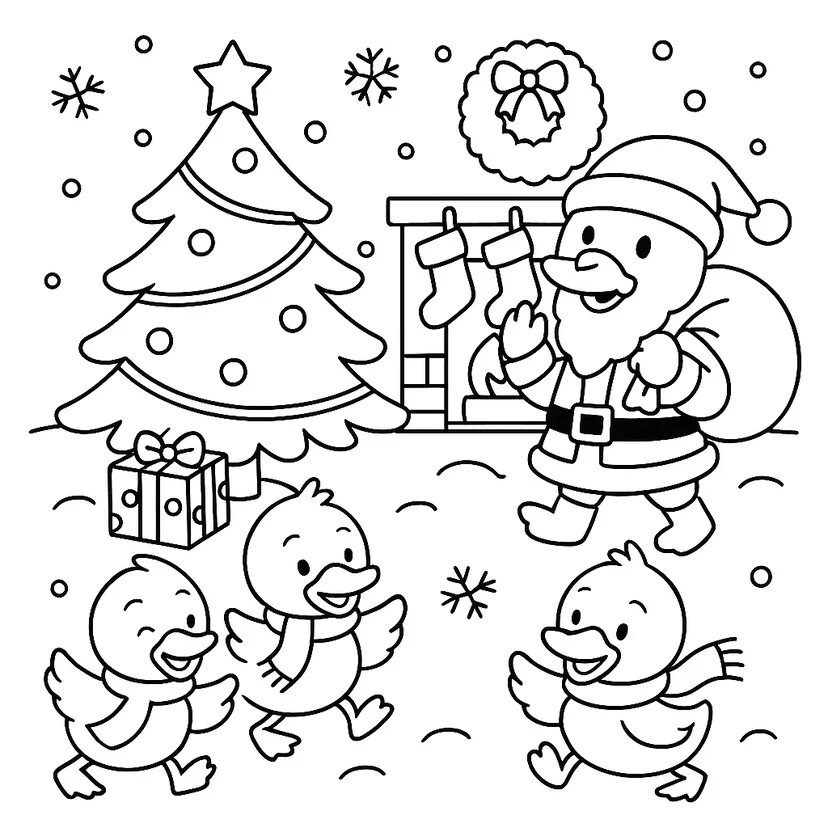 Dibujo de La Aventura Navideña del Pato Santa para colorear
