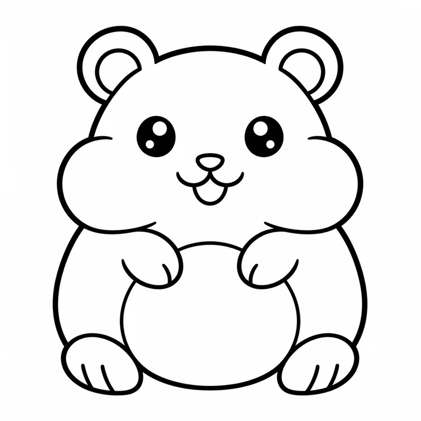 ほっぺのまるいハムスターの塗り絵