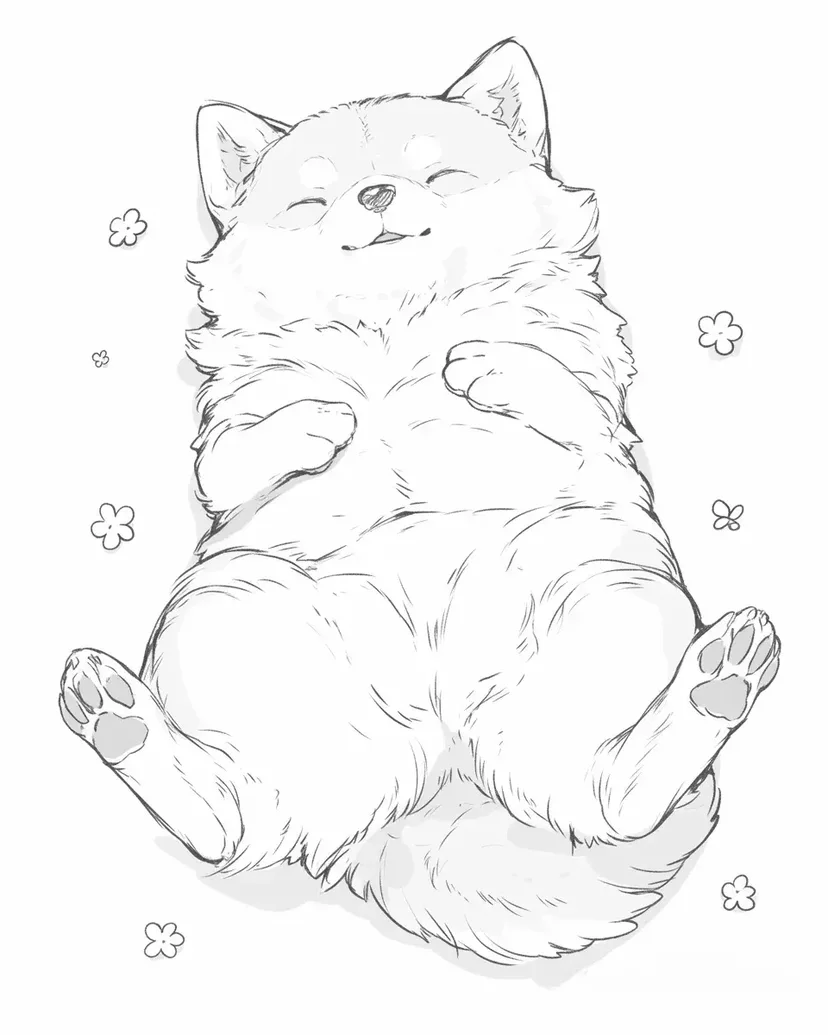 Desenho de Shiba Inu Cochilando para colorir