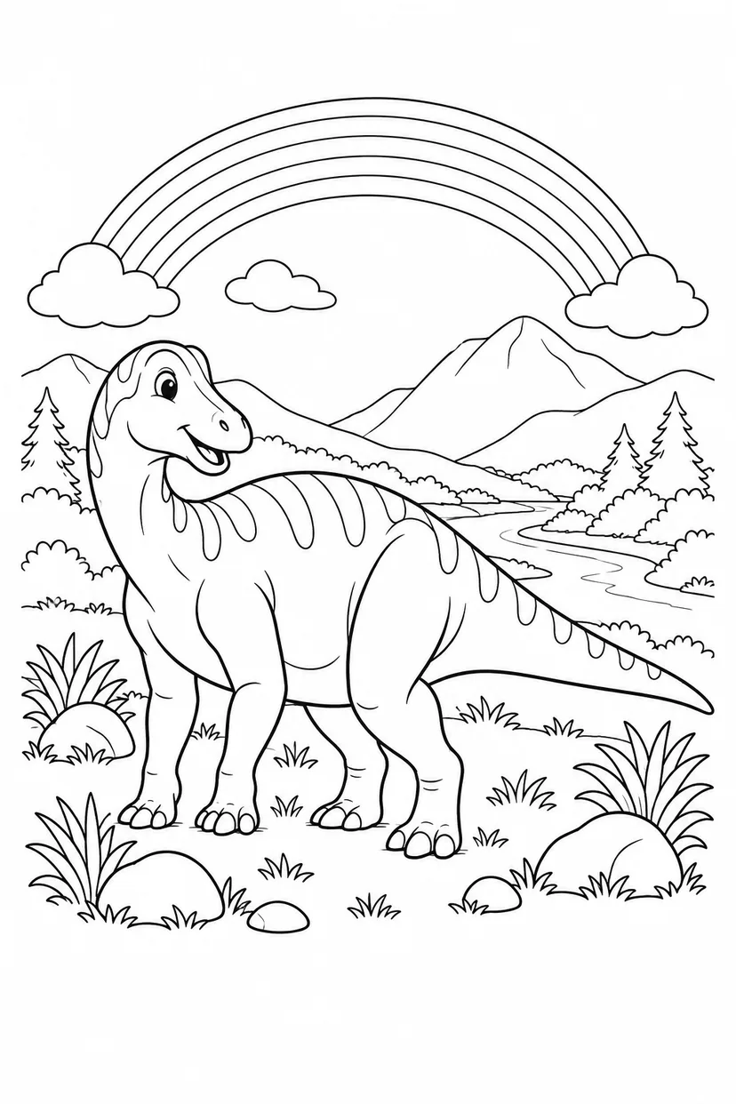 マイアサウラと虹の谷の塗り絵
