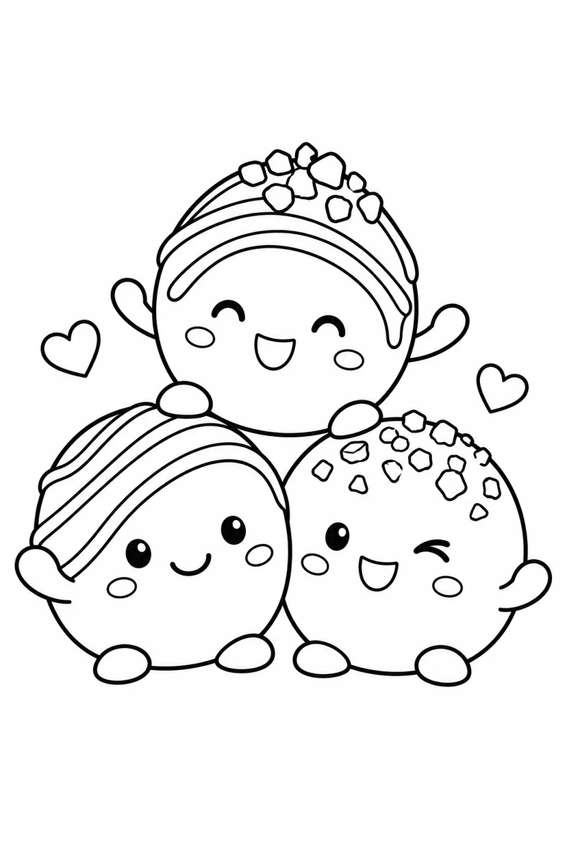 チョコトリュフの三つ子の塗り絵