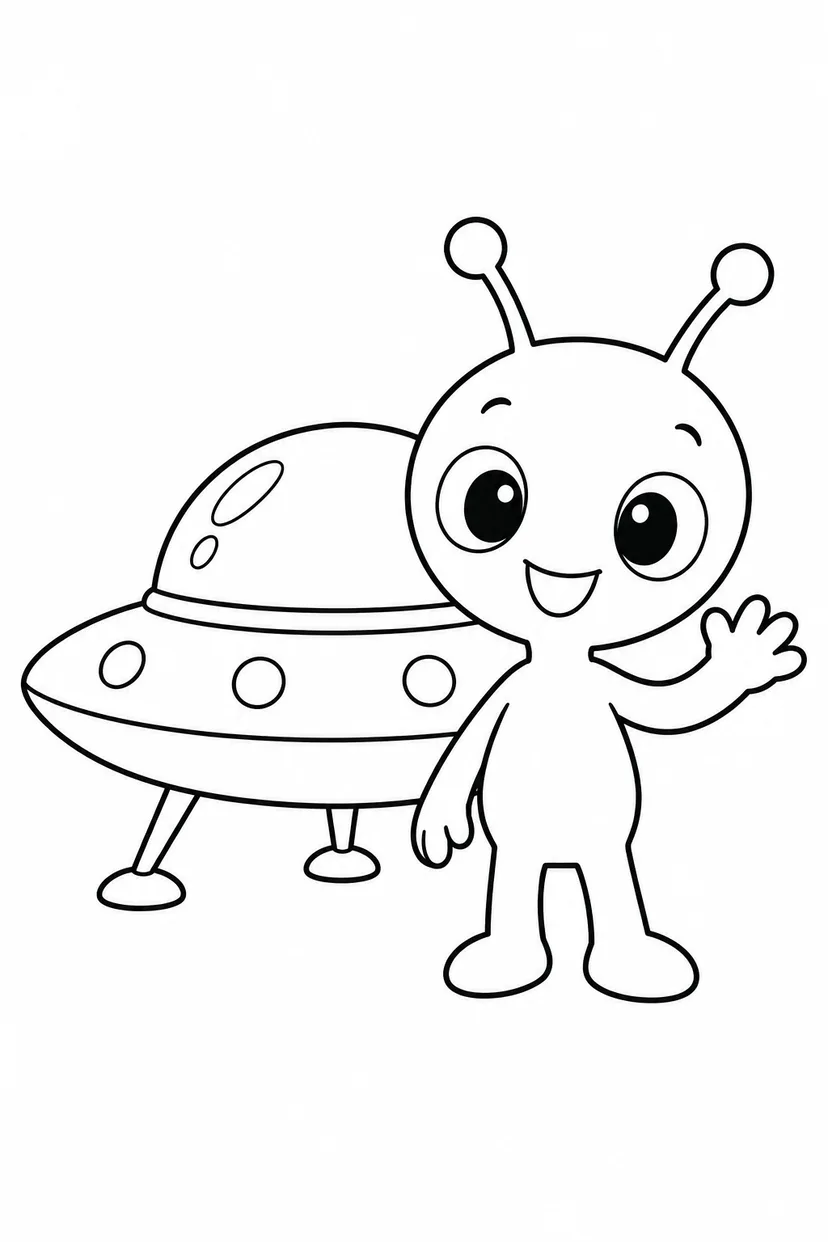 円盤と宇宙人の塗り絵