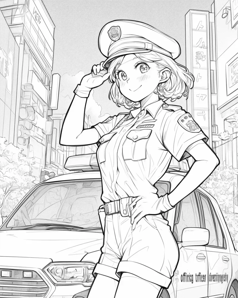 街角の警官の塗り絵