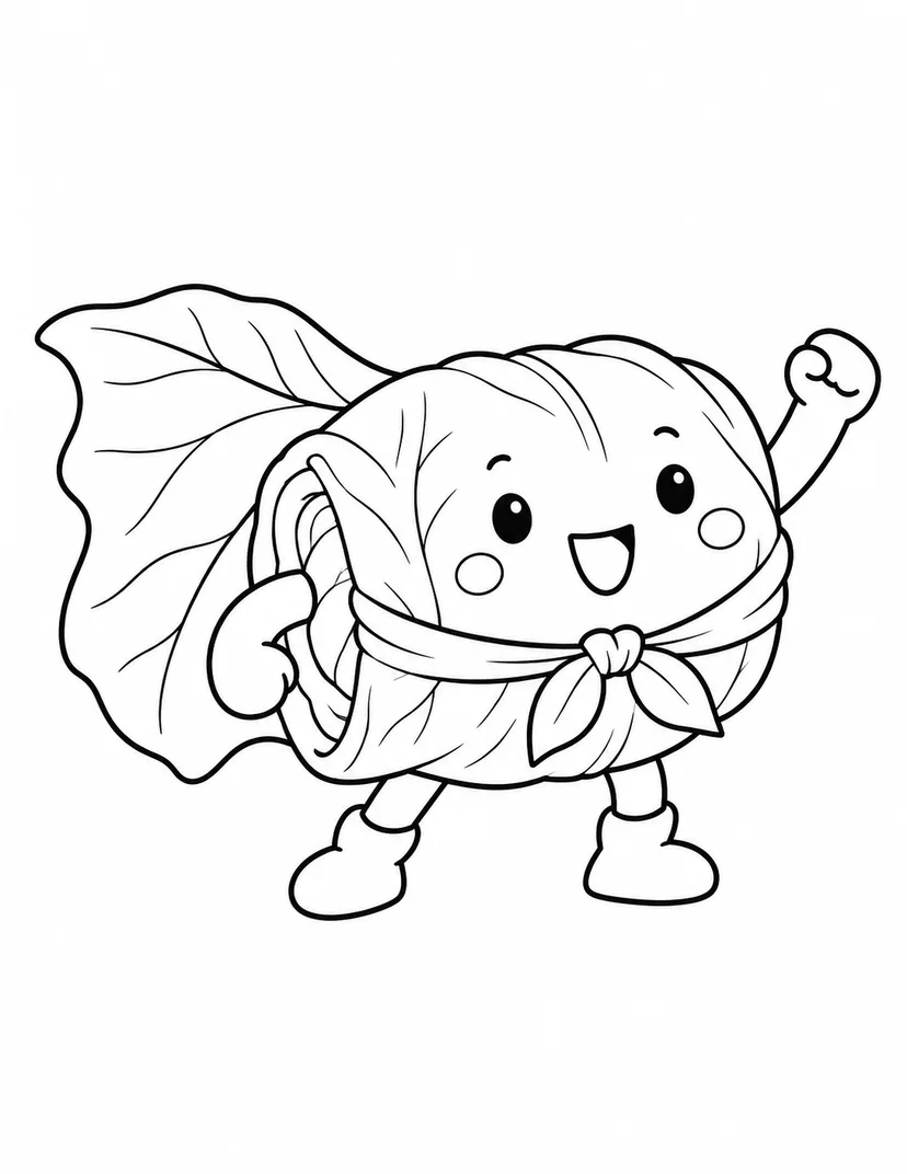 ロールキャベツの葉っぱマントの塗り絵