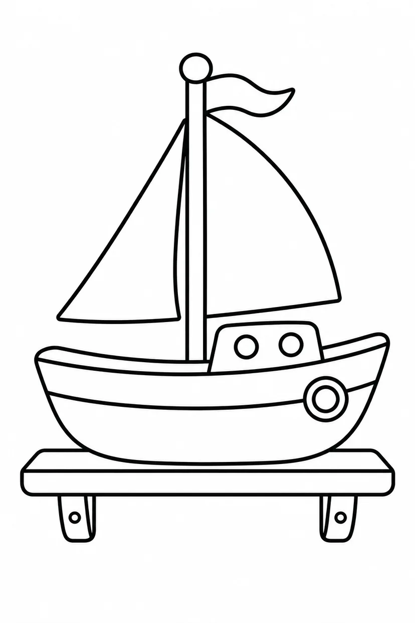 おもちゃのヨットとおもちゃの棚の塗り絵